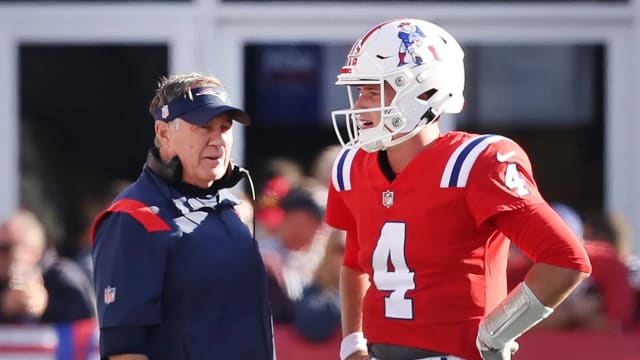 New England Patriots coach Bill Belichick, QB Bailey Zappe